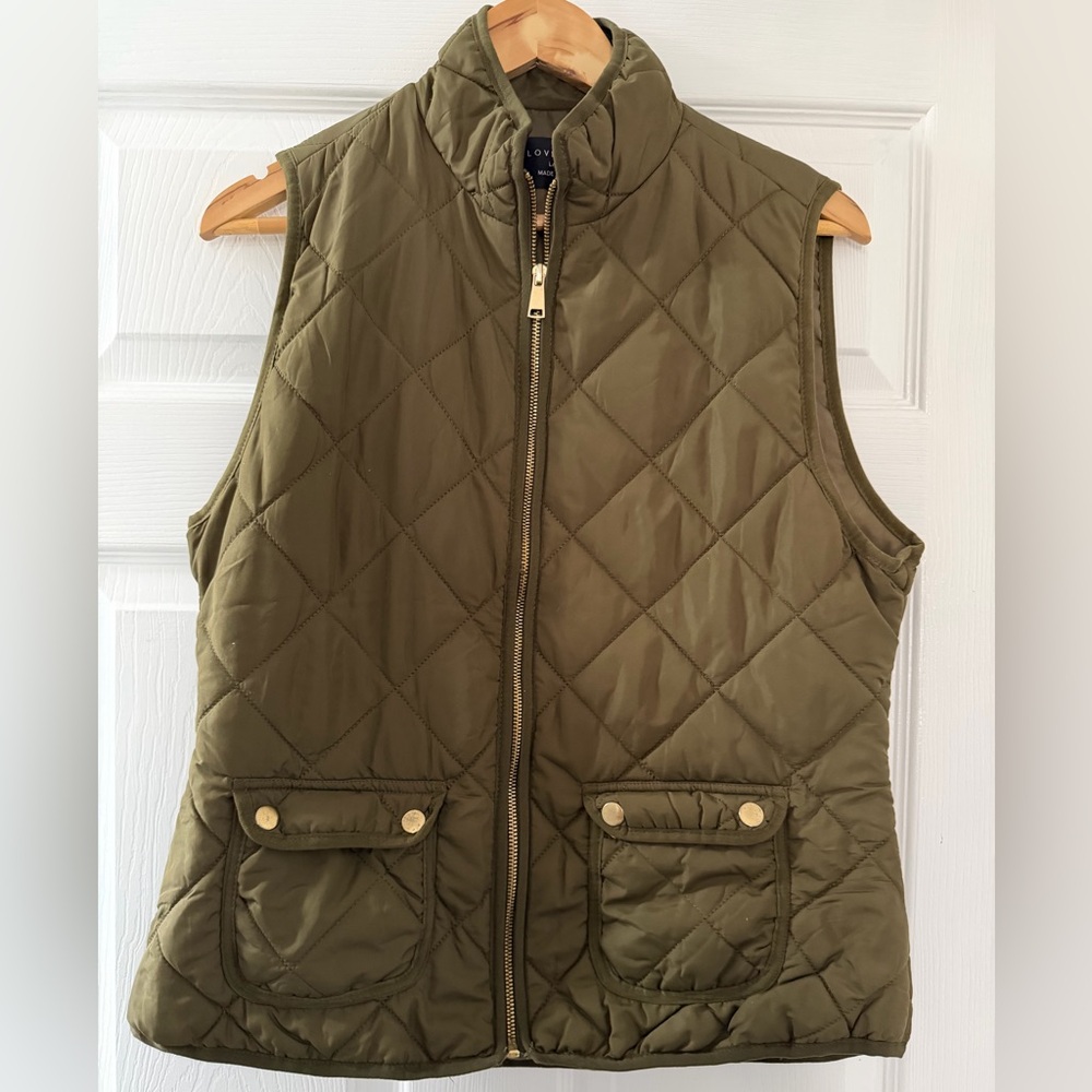 Love Tree Khaki Quilted Vest